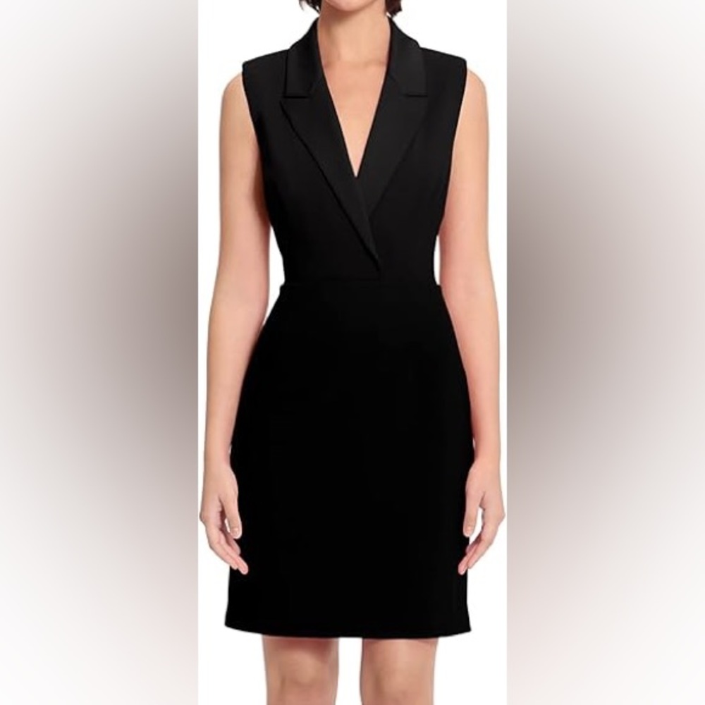 Donna Morgan Dress Women Black Sleeveless Lapel Collar Size Zip size 6 NWOT